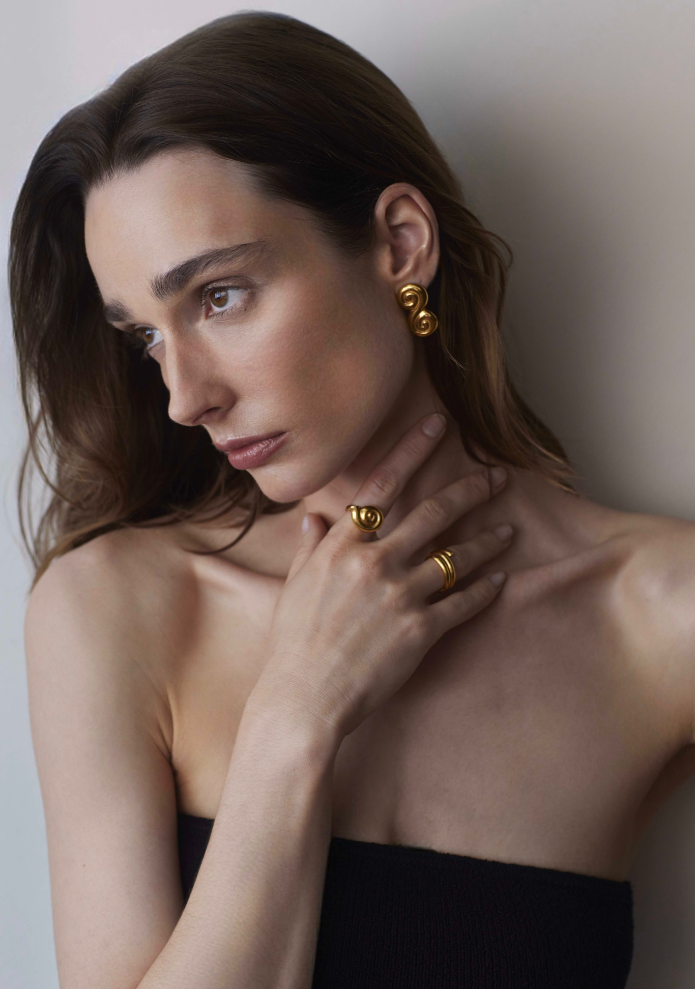 Louise Gold Double Earrings