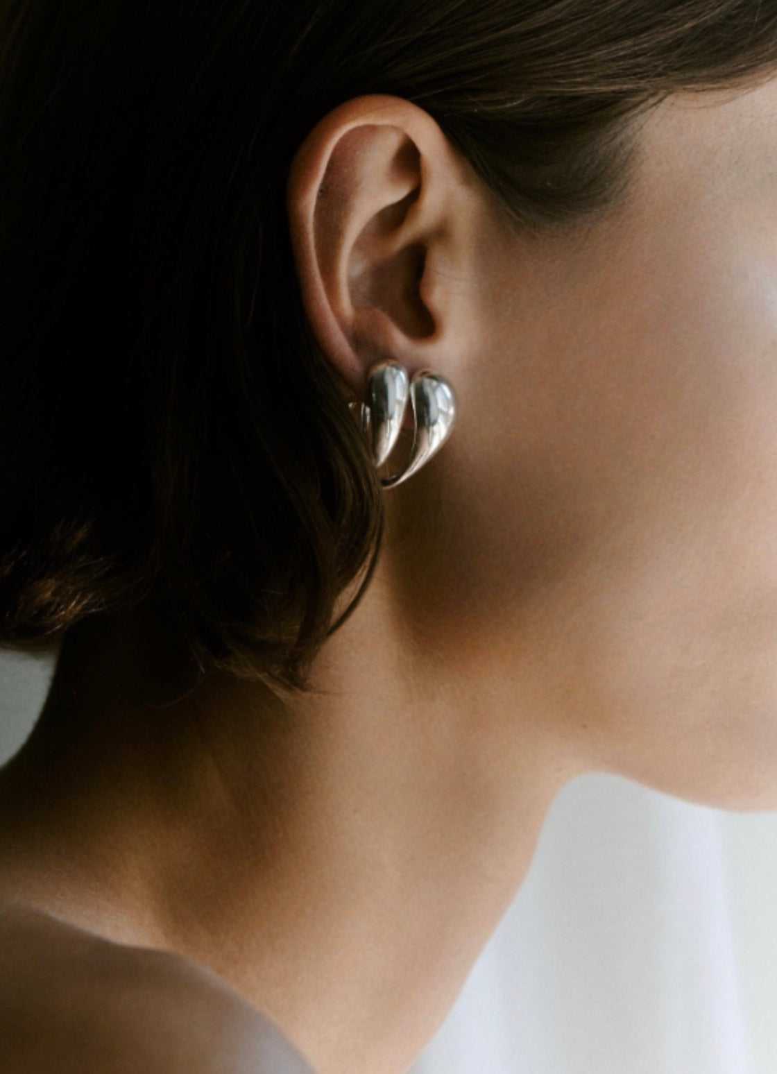 Wave Hoop Silver Earrings