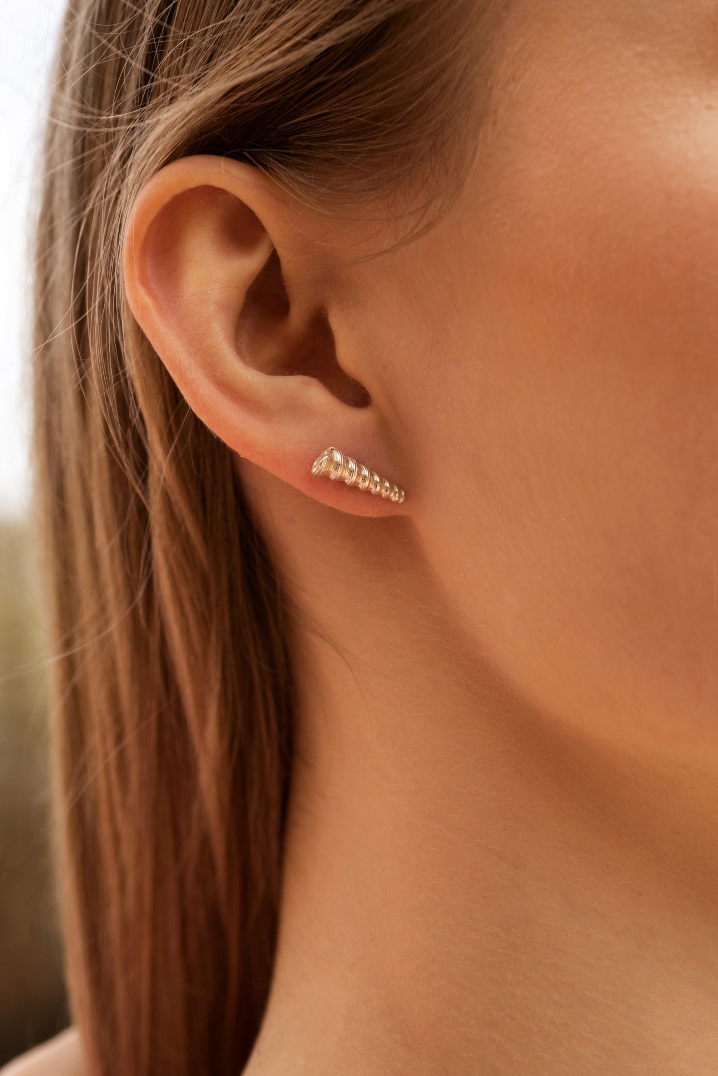 Auger Silver Stud Earrings