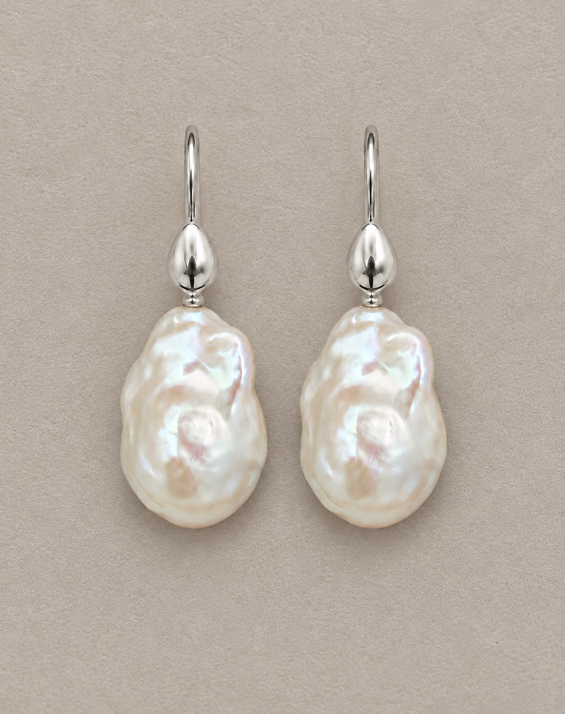 Lunar Silver Pearl Earrings