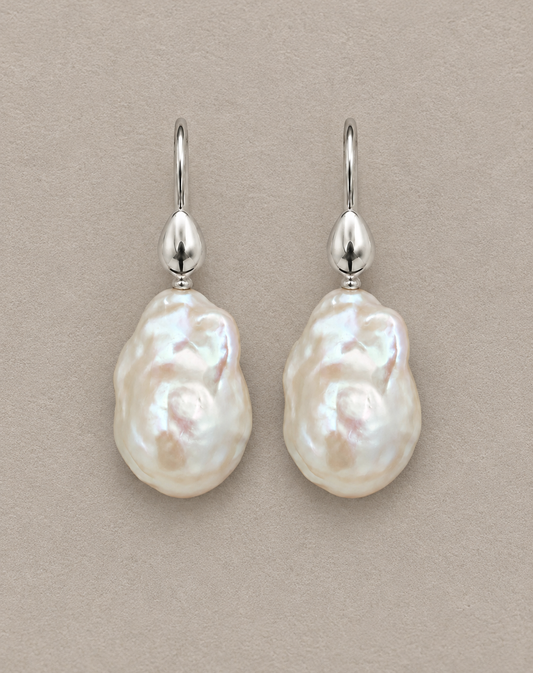 Lunar Silver Pearl Earrings