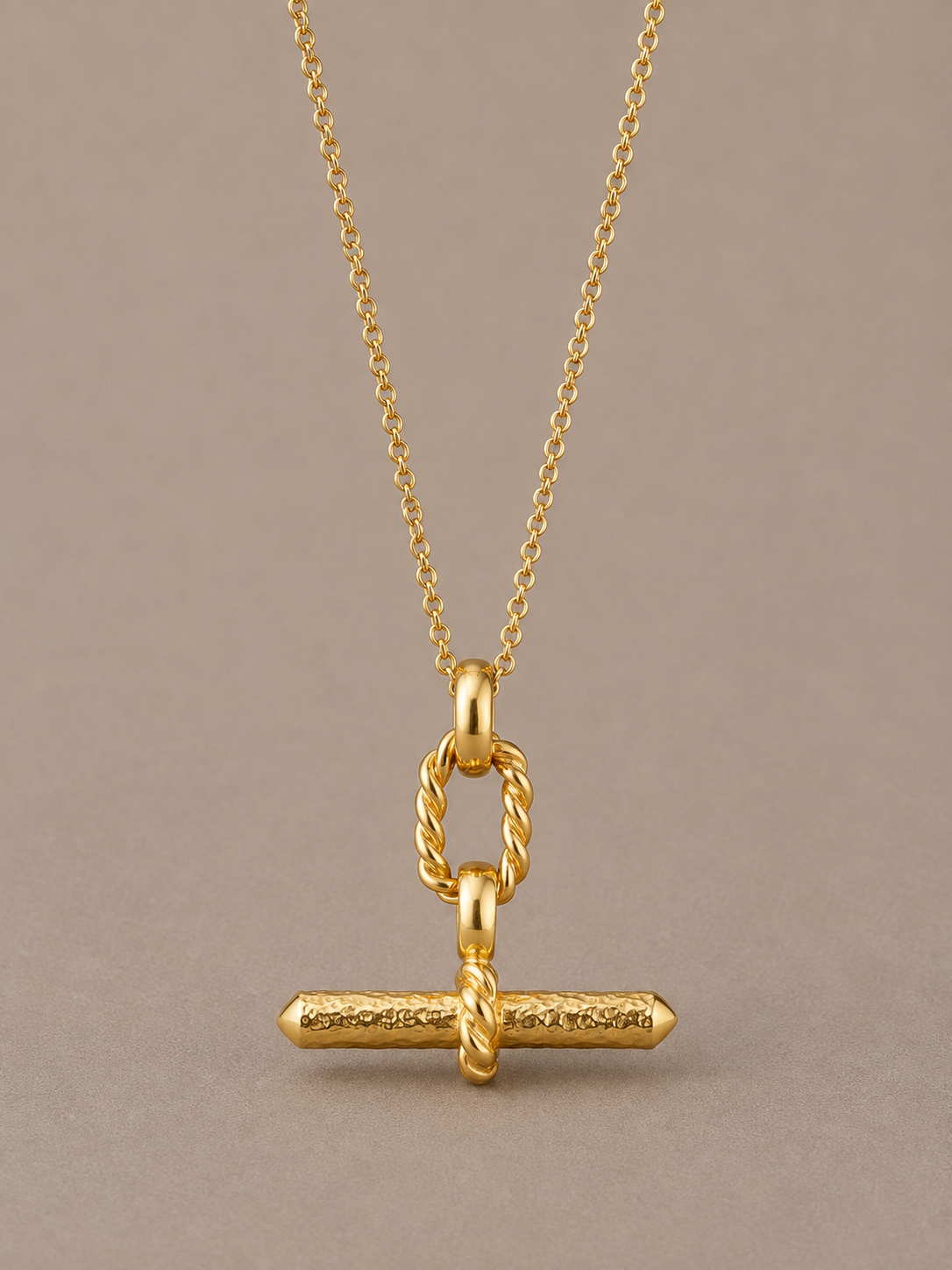 T-Bar I Gold Necklace