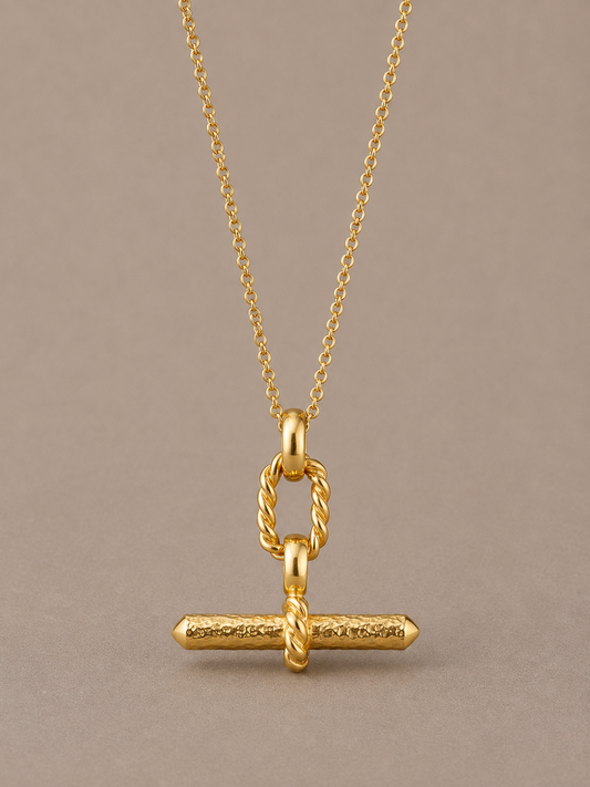 T-Bar I Gold Necklace