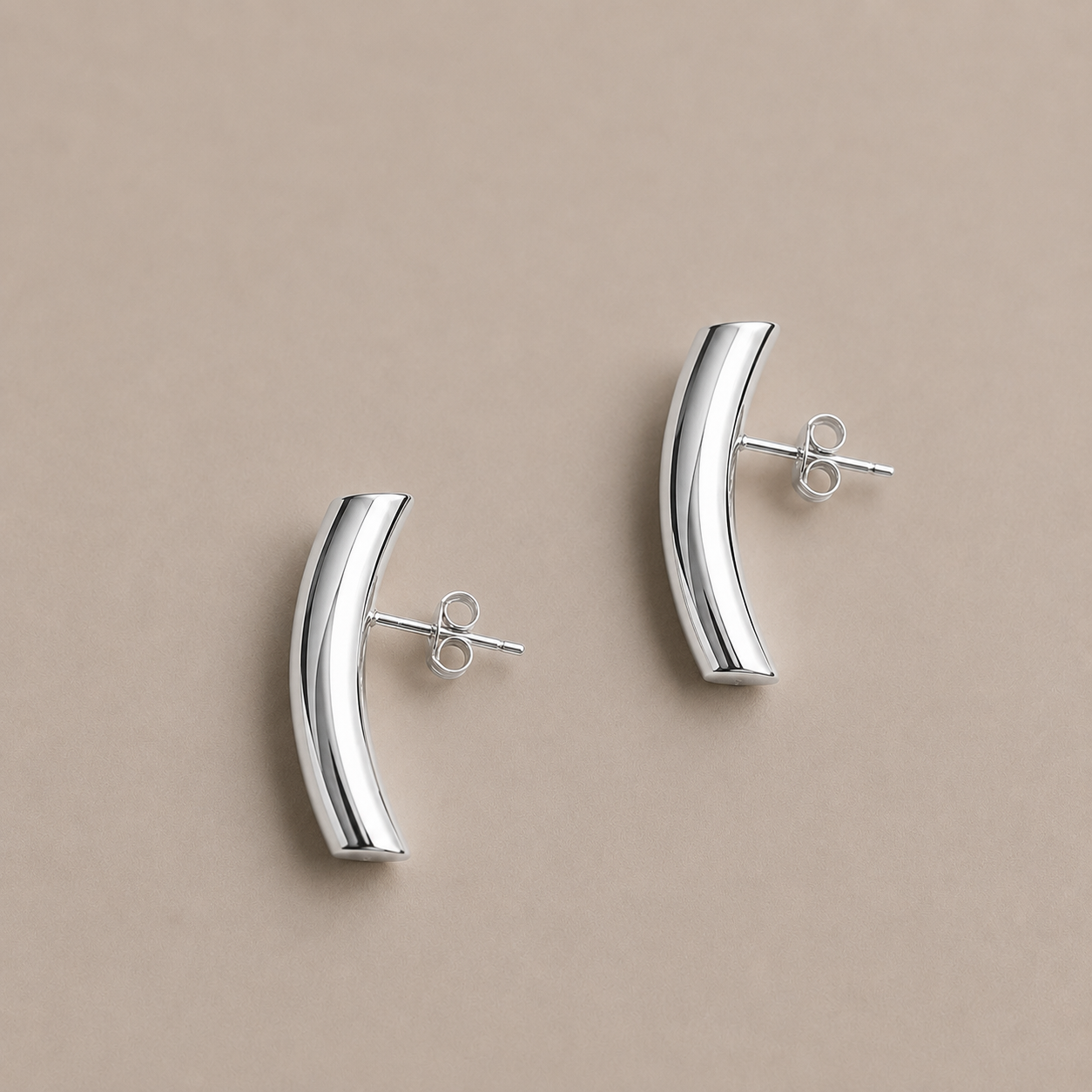 Tube Large Silver Earrings