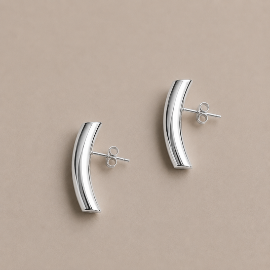 Tube Large Silver Earrings