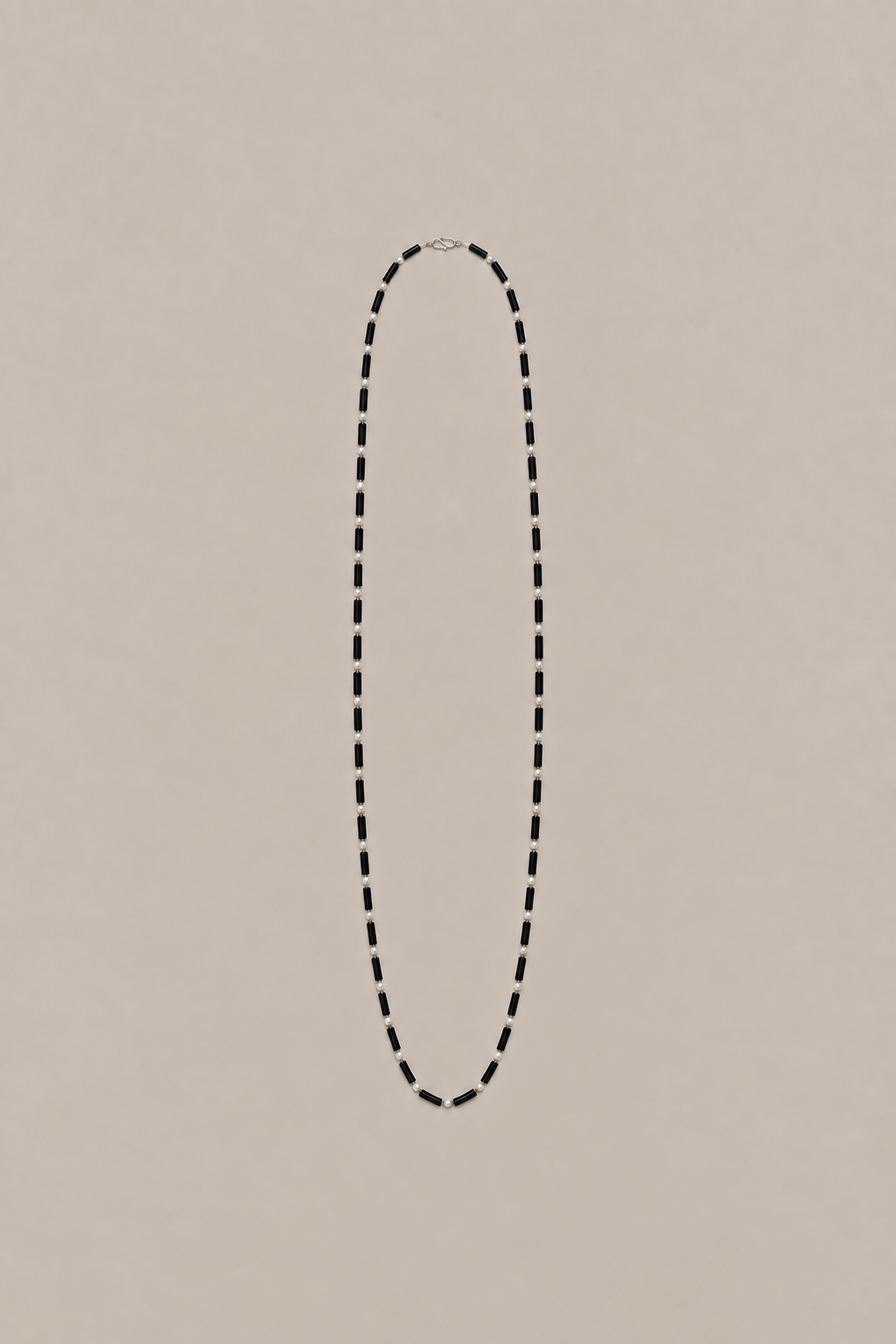 Awen Silver Pearl & Onyx Necklace Long