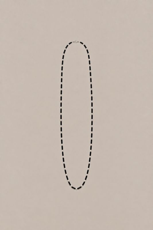 Awen Silver Pearl & Onyx Necklace Long