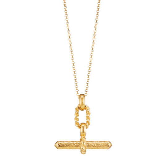 T-Bar I Gold Necklace