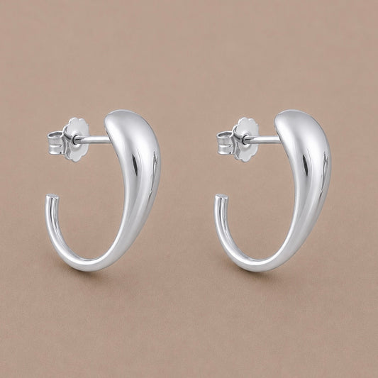 Wave Silver Hoop Earrings