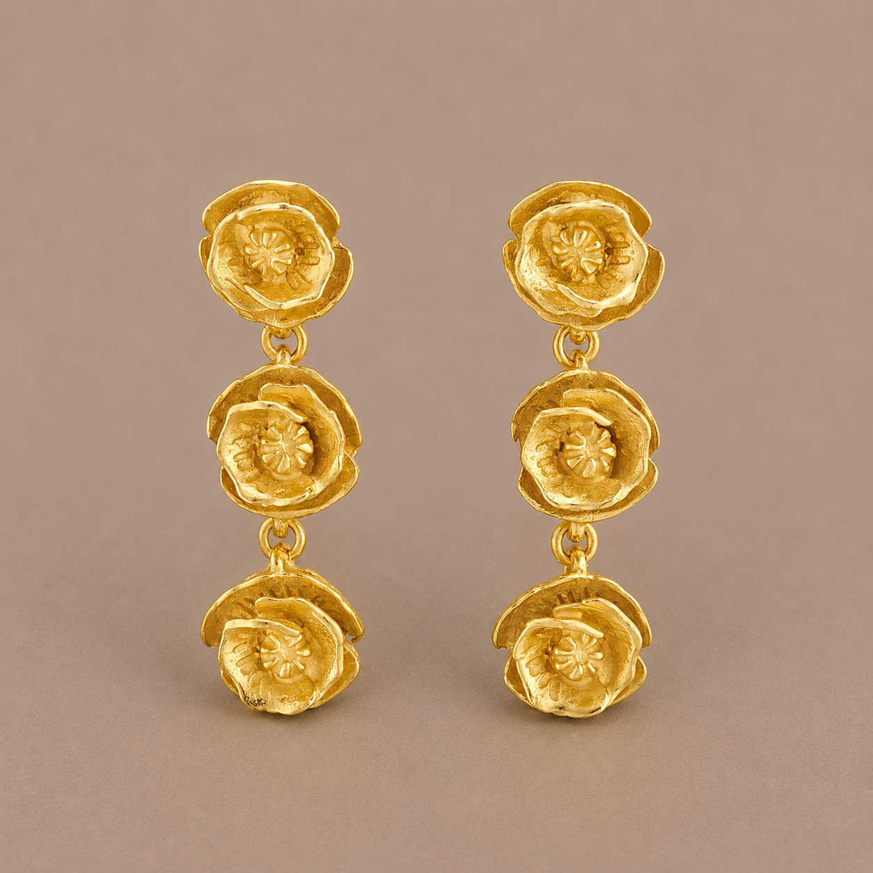 Poppy Gold Garland Earrings