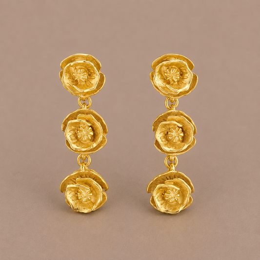 Poppy Gold Garland Earrings
