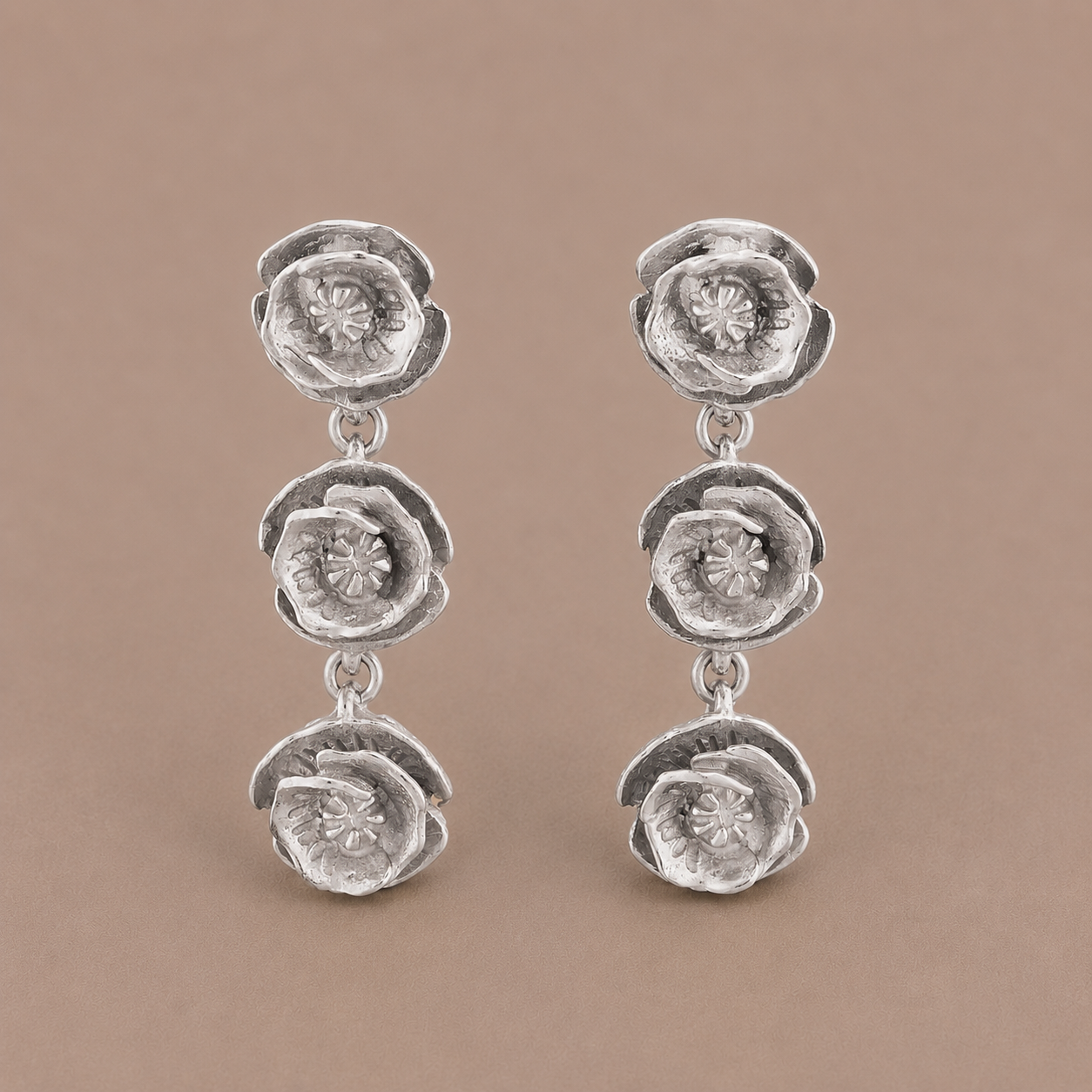 Poppy Silver Garland Earrings
