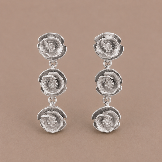 Poppy Silver Garland Earrings