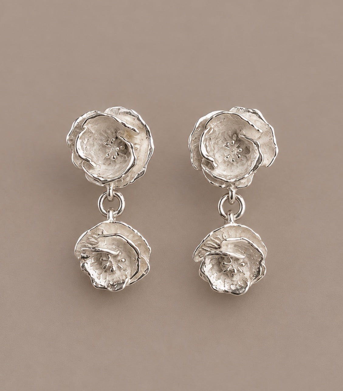 Poppy Duo Silver Earrings