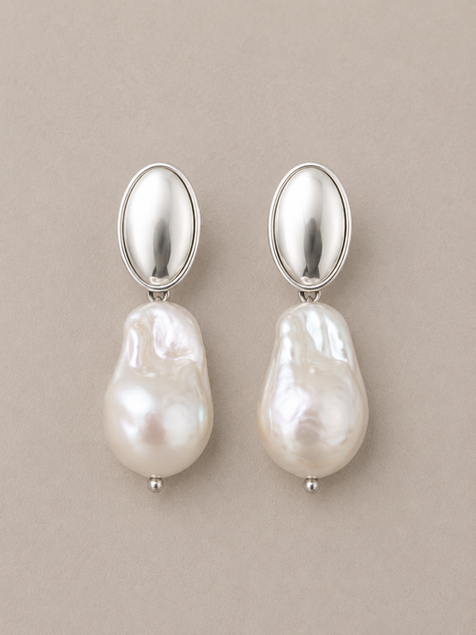 Veil Silver Pearl Earrings