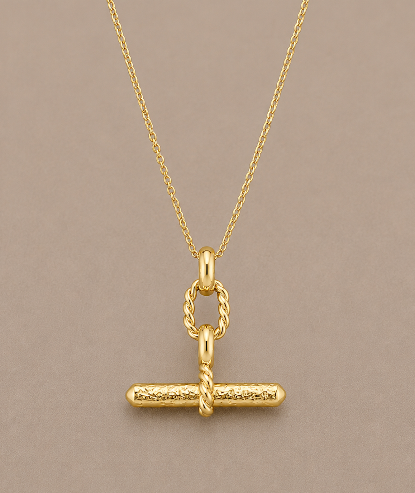 T-Bar I Gold Necklace