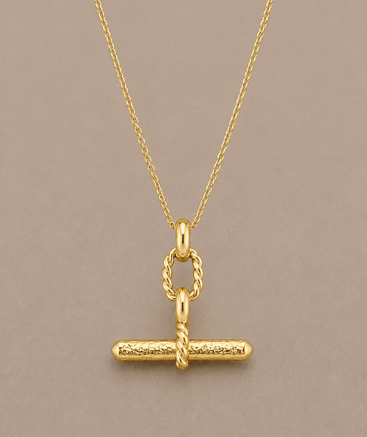 T-Bar I Gold Necklace