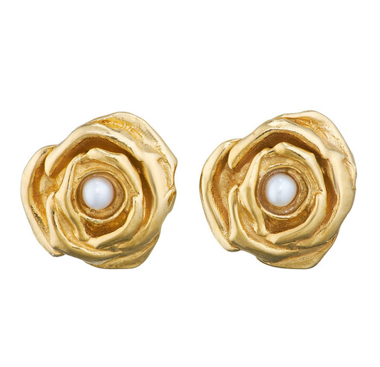 Mallo Rose Stud Pearl Earrings