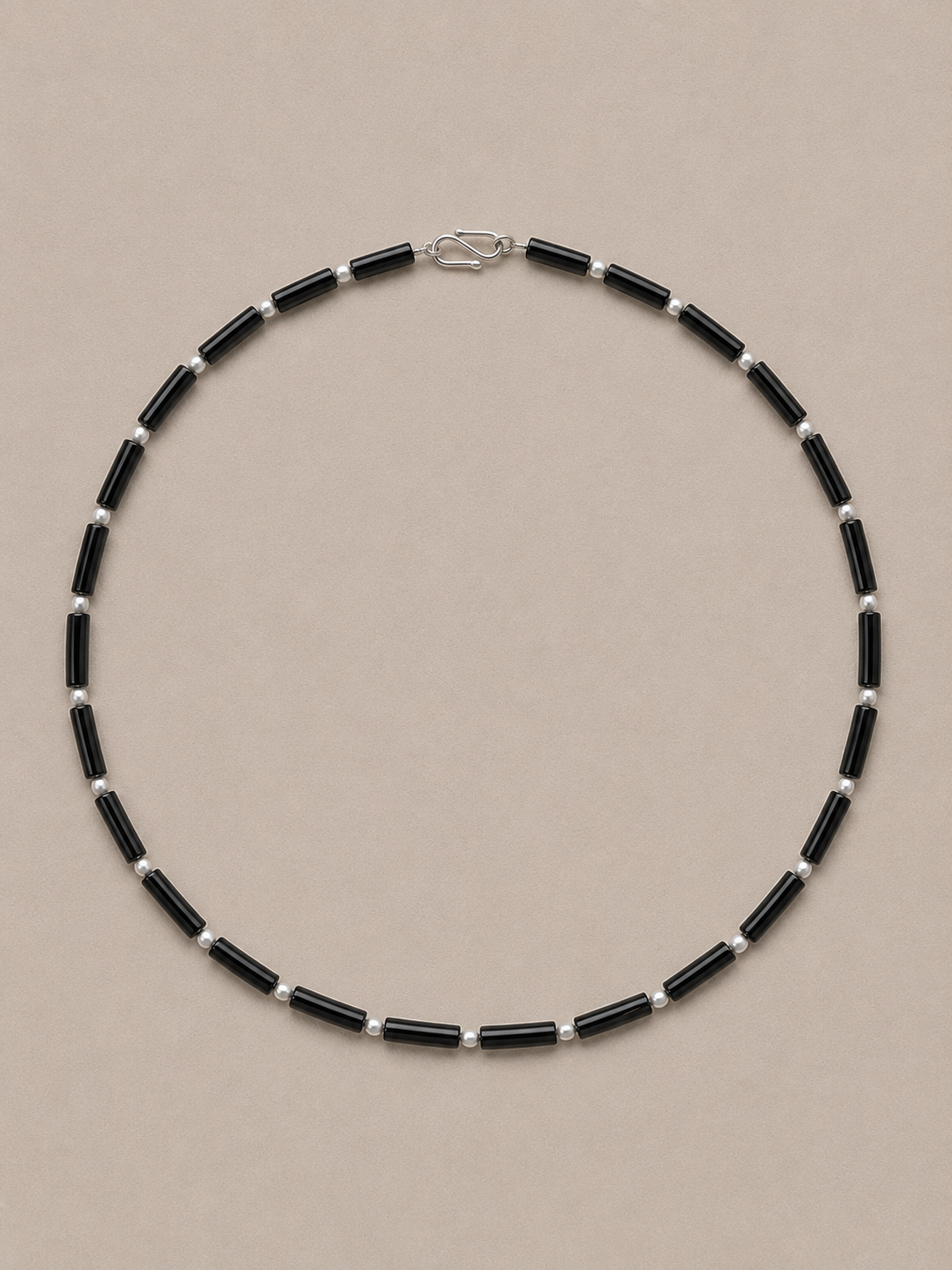 Awen Silver Pearl & Onyx Choker
