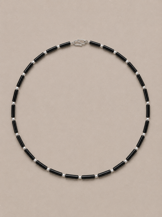 Awen Silver Pearl & Onyx Choker