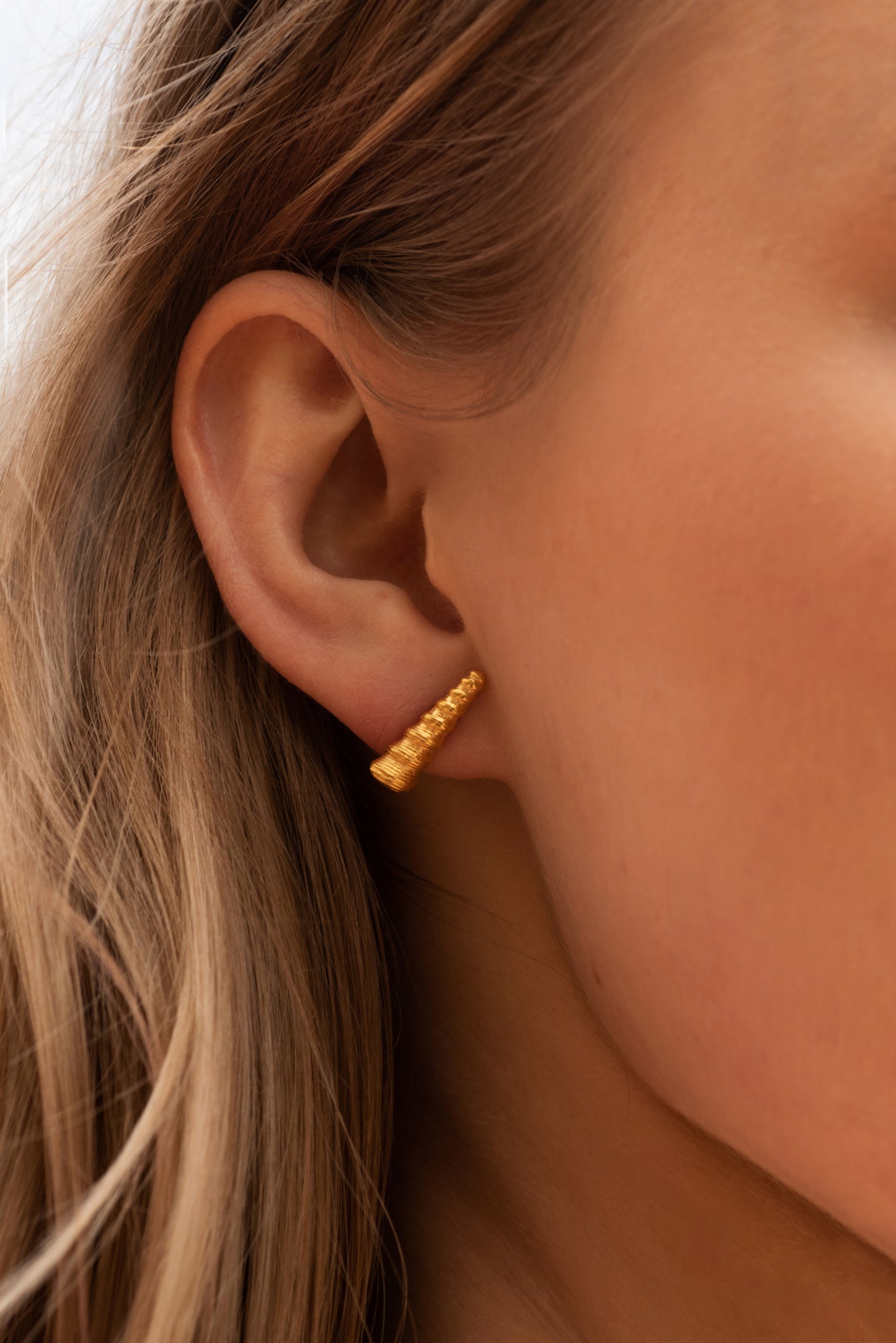Auger Stud Gold Earrings