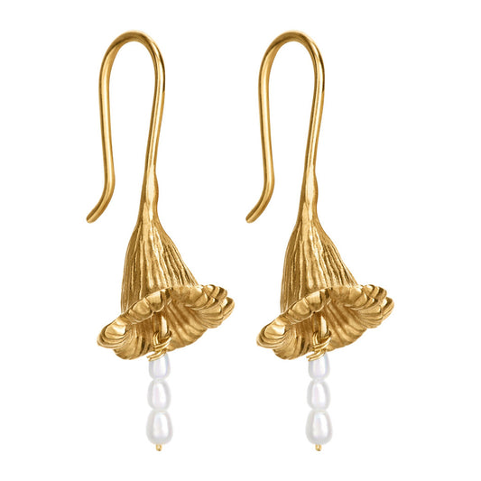 Morning Glory Three Pearl Earrings