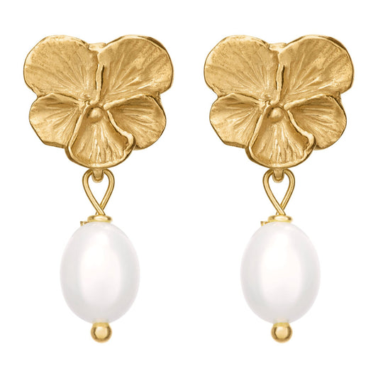 Pansy Big Pearl Dangle Earrings