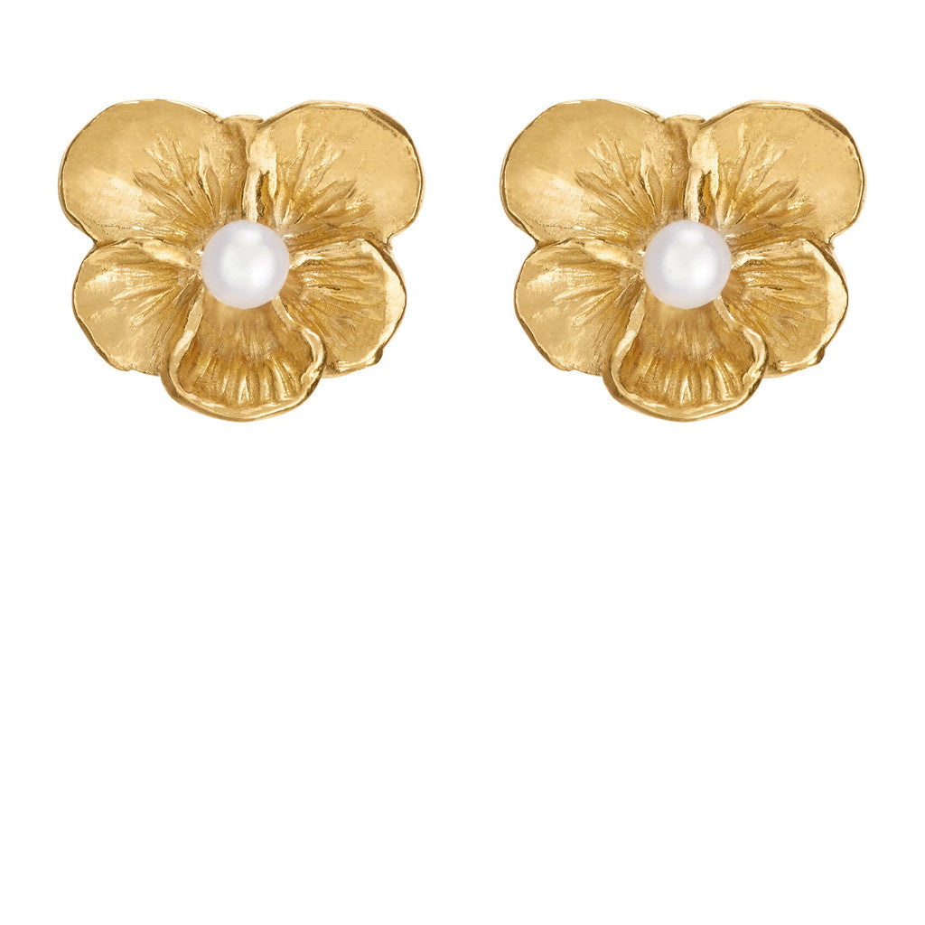 Pansy Stus Pearl Earrings