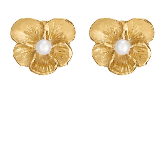 Pansy Stus Pearl Earrings