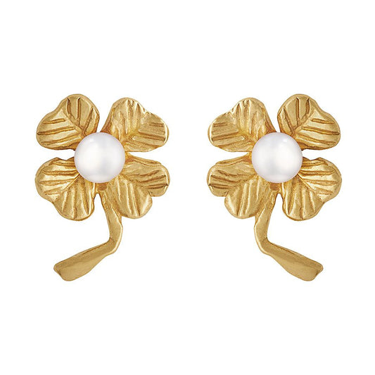 clover pearl earrings