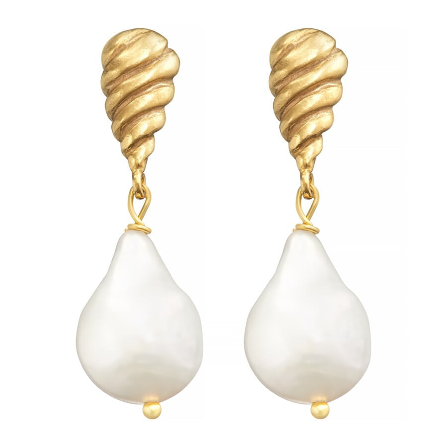 Petronella Shell White Pearl Earrings