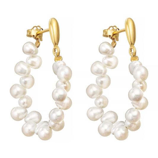 Lisse Pearl Hoop Earrings
